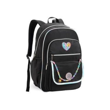 Imagem de Mochila Escolar Juvenil Colegial Fundamental Médio Faculdade Bolso Fro