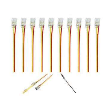 Imagem de Conector De Fita LED 10mm 3 Pinos 10 Peças Formato L/T Sem Solda Para 