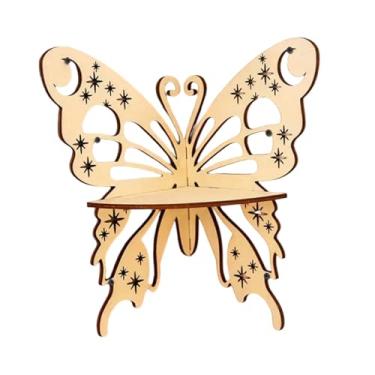 Imagem de Fenteer Prateleira de canto flutuante de madeira, suporte para velas em formato de borboleta, organizador decorativo para cozinha, quarto e estilo campestre.