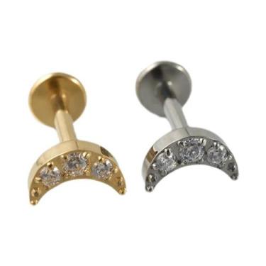 Imagem de Brincos De Piercing Em Titânio Com Zircônia Marquise E Flor CZ Para Lá