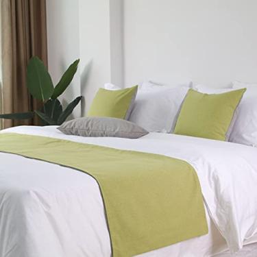 Imagem de Cachecóis de corredor de cama de hotel, colchas simples, cor sólida, Queen King, lenço, protetor para hotel, casa, pousada, quarto, cama, lenço, decoração, verde, 48 x 210 cm (cama de 1,5 m)