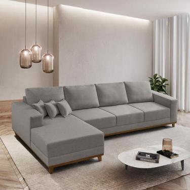Imagem de Sofá Fixo Com Chaise 3M Cronos Linho Com Molas Lado Esquerdo Meu Sofá 
