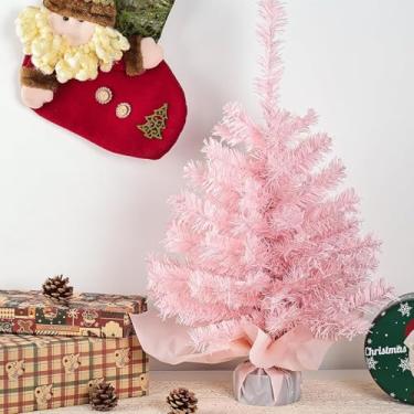 Imagem de JPM Mini árvore de Natal artificial de 55 cm – Natal de mesa, para decoração de casa, mesa, cornija, presente (rosa)