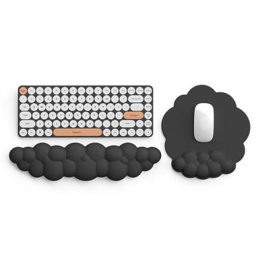 Imagem de Kit 2 Apoio de Pulso Nuvem, Mouse Pad Ergonomico, Apoio de Pulso,com Base PU Antiderrapante, Tapete de Mesa para Computador, Jogos, Computador,EscritóRio (Preto)