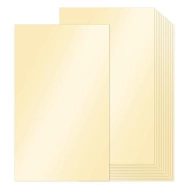 Imagem de Papel de cartolina marfim brilhante, 21 x 35 cm, cartolina grossa perolada creme Goefun pacote com 100, papel pesado 29,5 kg para artesanato, desenho, pôsteres, menus, capas, formas longas