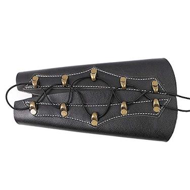 Imagem de Protetor de Braço para Tiro com Arco Luva 3 Dedos Conjunto Acessórios Couro Ajustável Confortável Prático Fácil Transportar