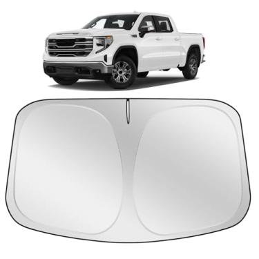 Imagem de XHRING Para-brisa para-sol compatível com GMC Sierra 1500 2500 HD 3500 HD 2026 2025 2024 2023-2019 SLT, AT4, Denali Accessories Car Front Window Sun Shield Cover