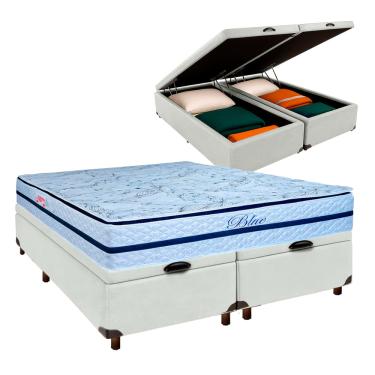 Imagem de Conjunto Cama Box Bau Blindado Queen + Colchão Molas Ensacadas Blue Paropas