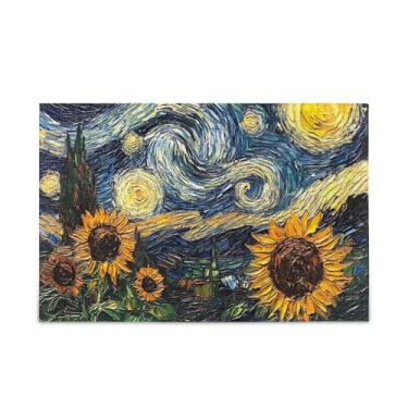 Imagem de Quebra-cabeças de 500 peças, girassóis noturnos estrelados, quebra-cabeças compostos de papel e madeira para adolescentes com bolsa de armazenamento