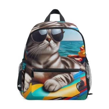 Imagem de GAIGEO Cute Cat Lounging Kids Mini Backpack with Whistle, Adjustable Chest Strap, Preschool Backpack for Girls Lightweight & Compact for Ages 3-8