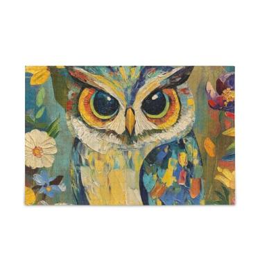 Imagem de Quebra-cabeça de 500 peças de coruja floral colorida de madeira escura e papel com bolsa de armazenamento para adultos