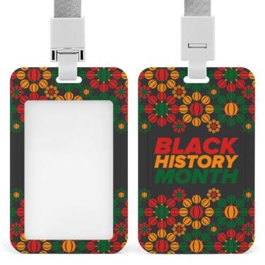 Imagem de Porta-crachá do mês da história negra de 2025 com cordão à prova d'água para crachá de identidade, manga de cartão de plástico para trabalho, escola, escritório