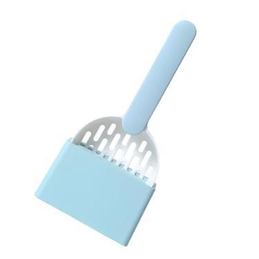 Imagem de GLOGLOW Colher para Areia de Gato, Peneira de Plástico ABS Com Base de Armazenamento, Colher Leve para cocô de Gatinho para Caixa de Areia, Loja de Animais Domésticos e Hospital (Branco e Azul)