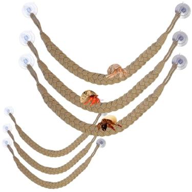 Imagem de kathson Brinquedos de escalada de caranguejo eremita, escada de corda de escalada de caranguejo eremita com ventosa de 10 ganchos, acessórios de terrário para lagartos, cobras, lagartixas (6 peças