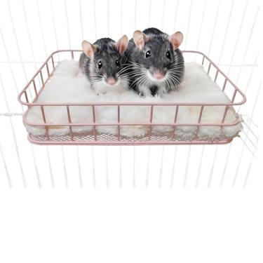 Imagem de JSLZF Acessórios de plataforma para gaiola de rato, borda de rato, rede de metal para furão, cama de gaiola de esquilo, habitat de animais pequenos para hamster, planador de açúcar