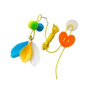 Imagem de ZRUBWII Conjunto de brinquedos interativos para pendurar na porta do gato, brincadeira automática com pena e papel enrugado, refis de brinquedo substituíveis para gatos em ambientes internos