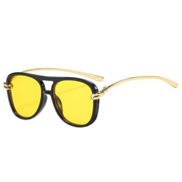 Imagem de Óculos de Sol UV400 - Ponte Dupla, Armação Metálica Degradê, para Homens e Mulheres, Ideais para Esportes, Corrida, Ciclismo e Atividades ao Ar Livre, nas Cores Preto e Amarelo