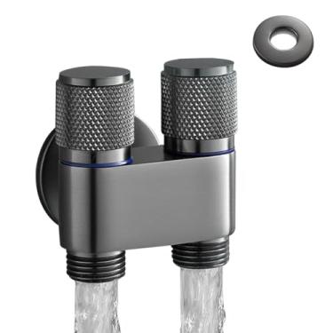 Imagem de Válvula Dupla de Registro para Torneira - Controle Independente de Água Fria e Quente, 3 Cores (Preta, Prata e Cinza), Instalação Fácil, Alto Padrão, Ideal para Banheiro, Cozinha e Lavanderia (cinza)