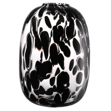 Imagem de YANWE1 Vaso de vidro preto, vasos de flores de vidro grandes para buquês, vaso alto para sala de estar, mesa de jantar, manto, prateleira, casamento, escritório, 25 cm