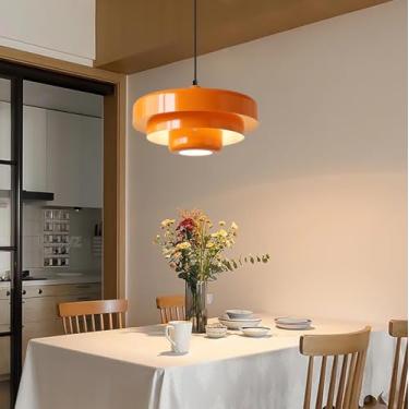 Imagem de Lustre de mesa de jantar LED com intensidade regulável, luminária pendente para restaurante, sala de estar, soquete E27, altura ajustável, potência máxima de 40W, ideal para loft, sala de ja