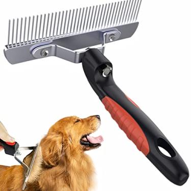 Imagem de Tsxurepaw Ancinho para cães – Escovas de cachorro para cuidados de cães grandes, cabelo comprido, pente para animais de estimação, escova de dentes longos com alça antiderrapante