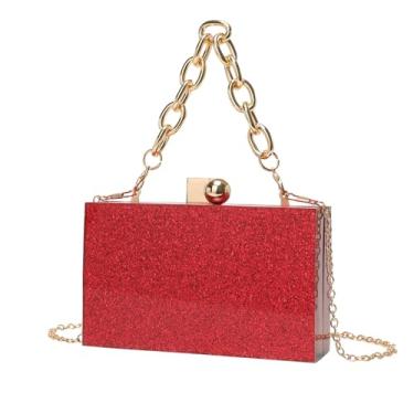 Imagem de FFHAO Bolsa tiracolo de acrílico para banquete de casamento feminina bolsa clutch bolsa para celular, Uma cor, Pink