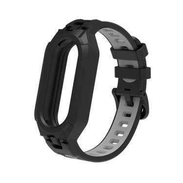 Imagem de EPANO Pulseira de silicone TPU macio para Xiaomi MiBand 8, pulseira para MiBand 8 NFC, borracha Correa, kit de acessórios de substituição (preto-H)