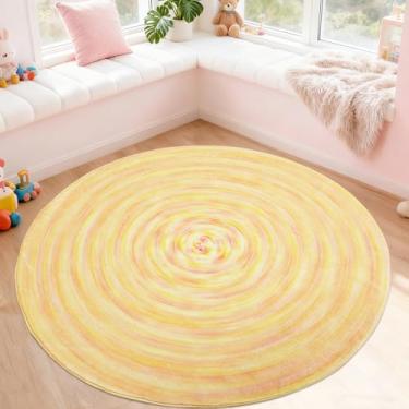 Imagem de Lacomfy Tapete infantil redondo de 1,5 m para berçário de quarto de meninos e meninas, tapete macio para sala de jogos para crianças, tapete abstrato moderno neutro para dormitório, cabeceira, sala de