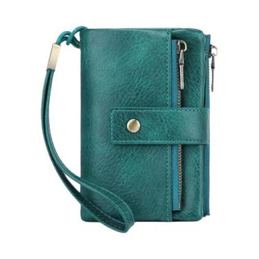 Imagem de Carteira Vintage Feminina Com Bloqueio RFID, Zíper Duplo, Múltiplos Co