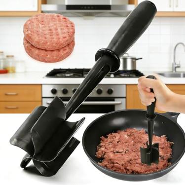 Imagem de Espremedor manual de carne e batata triturador de cozinha multiuso ferramenta de trituração de alimentos, preto