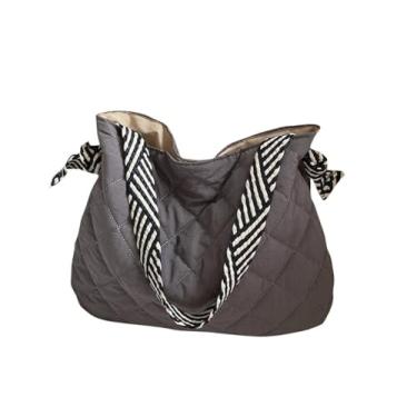 Imagem de RYZGOJV Sacola grande de lona de algodão super forte, bolsa de pano reutilizável para compras de supermercado, bolsa leve para mulheres - cinza