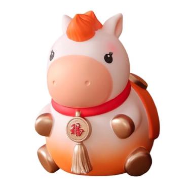 Imagem de Baoblaze Cofrinho em forma de cavalo, peça colecionável e fofa para decorar mesa, armário de entrada, escrivaninha, lareira ou escritório, Laranja Pequeno