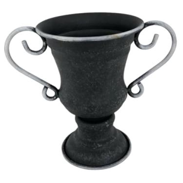 Imagem de Generic Vaso de flores vintage em formato de troféu, vaso decorativo para plantas, recipiente de metal para quarto, jardim ou mesa. Estilo fazenda, Preto