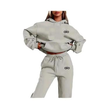 Imagem de Conjunto De Moletom Com Capuz Monocromático Feminino De Alta Qualidade