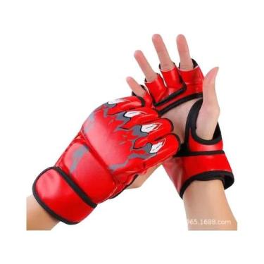 Imagem de Luvas De Boxe De Couro Para Treinamento Adulto, Meio Dedo, Com Amortec