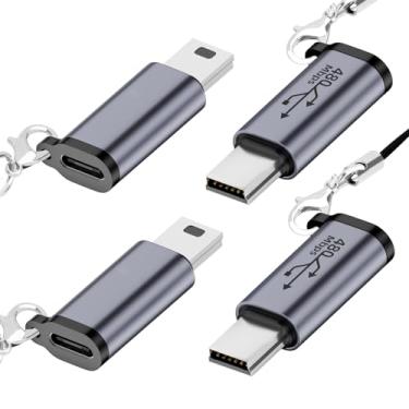 Imagem de Seminer Adaptador USB C para Mini USB (pacote de 4), Tipo C fêmea para mini USB Converter, USB Mini para USB C Adaptador Compatível com Câmeras Digitais, Computador, GPS