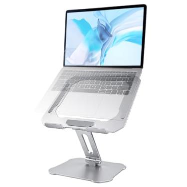 Imagem de BlingKingdom Suporte ajustável para laptop, resistente e portátil, ergonômico, de liga de alumínio ventilado a ar, para mesa, compatível com MacBook Air Pro HP todos os laptops de 10 a 16 polegadas