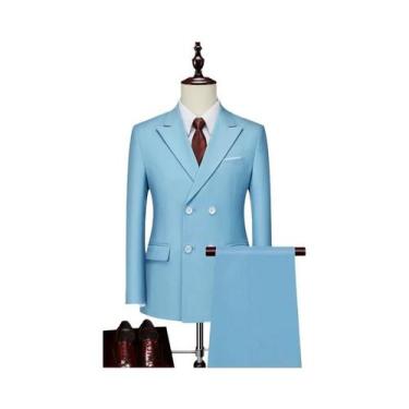 Imagem de Terno Masculino Casual De Negócios Transpassado De Duas Peças Com Calç