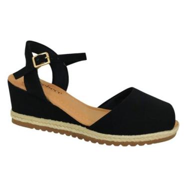 Imagem de Sandália espadrilhe bebecê anabela t5828-161/181, Preto nobuck, 38