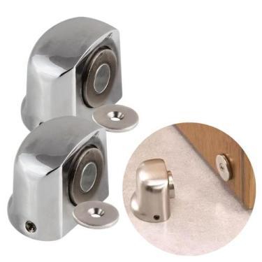 Imagem de Kit Com 2 Prendedor Trava De Porta Magnético Adesivo E Parafuso Super 