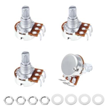 Imagem de Banworks Metric M8 Thread A500K+B500K Mini Potenciômetros para guitarra elétrica 2A2B Alumínio 18 estrias (15 mm de comprimento) Potenciômetros de áudio e cone linear para Squier/Epiphone/Ibanez/ESP