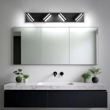 Imagem de Luz de espelho LED Arandelas de parede de banheiro Rotativa 350° Lâmpada de parede de ângulo ajustável Armário Iluminação de parede para sala de estar quarto penteadeira banheiro (Luz branca preta, 4
