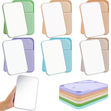 Imagem de Cinnvoice Pacote com 36 espelhos de maquiagem de mesa a granel 90° ajustável portátil de 20 cm espelho de mesa com suporte, viagem dobrável para maquiagem, festa, spa, mulheres, cosméticos e beleza