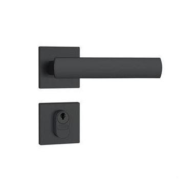 Imagem de Fechadura Stam Porta Externa 803 Broca 40mm Preto Roseta Quadrada Aço 