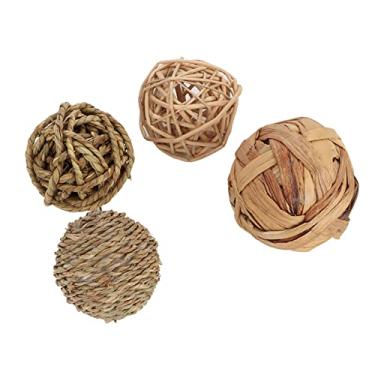 Imagem de CUOFYUNL 4 unidades de brinquedo de atividade para animais pequenos animais de estimação mastigar bolas coelhinhos cobaias gerbos