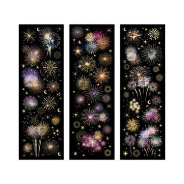 Imagem de Adesivos De Fogos De Artifício Longos PET 3 Folhas Etiquetas Adesivas 