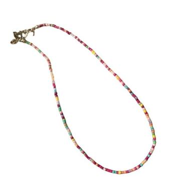 Imagem de TINCOLIA Colar colorido feito à mão com contas étnicas, gargantilha, corrente boêmia com joias