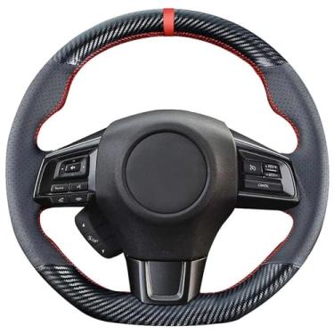 Imagem de Loncky Auto Custom Fit OEM Capa de volante de couro genuíno preta para Subaru WRX STI 2015 2016 2017 2018 2019 / Subaru Levorg 2015-2019 Acessórios interioresLoncky preto Loncky