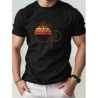 Imagem de Camiseta Tropical Op Palms Estampa Praia Verão 100% Algodao Premium - 