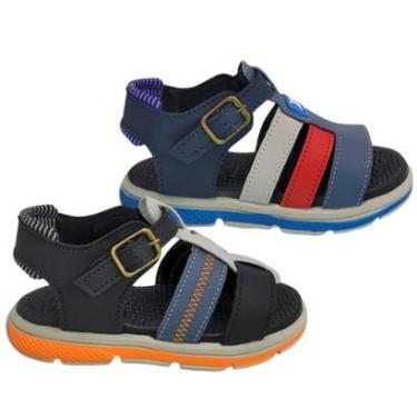 Imagem de Kit 2 Pares de Sandália Infantil Masculina Escolar Menino Fivela Dia Crianças Confortável-Masculino